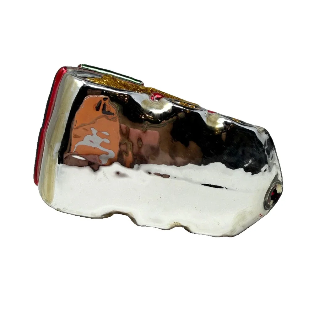 Hand Blown Glass Santa Train Christmas Ornament Holiday Decor 3.75x4